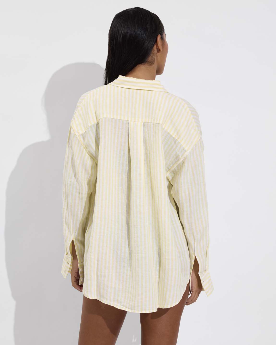 Getaway Button Down - Bungalow Stripe: Melt / Coconut