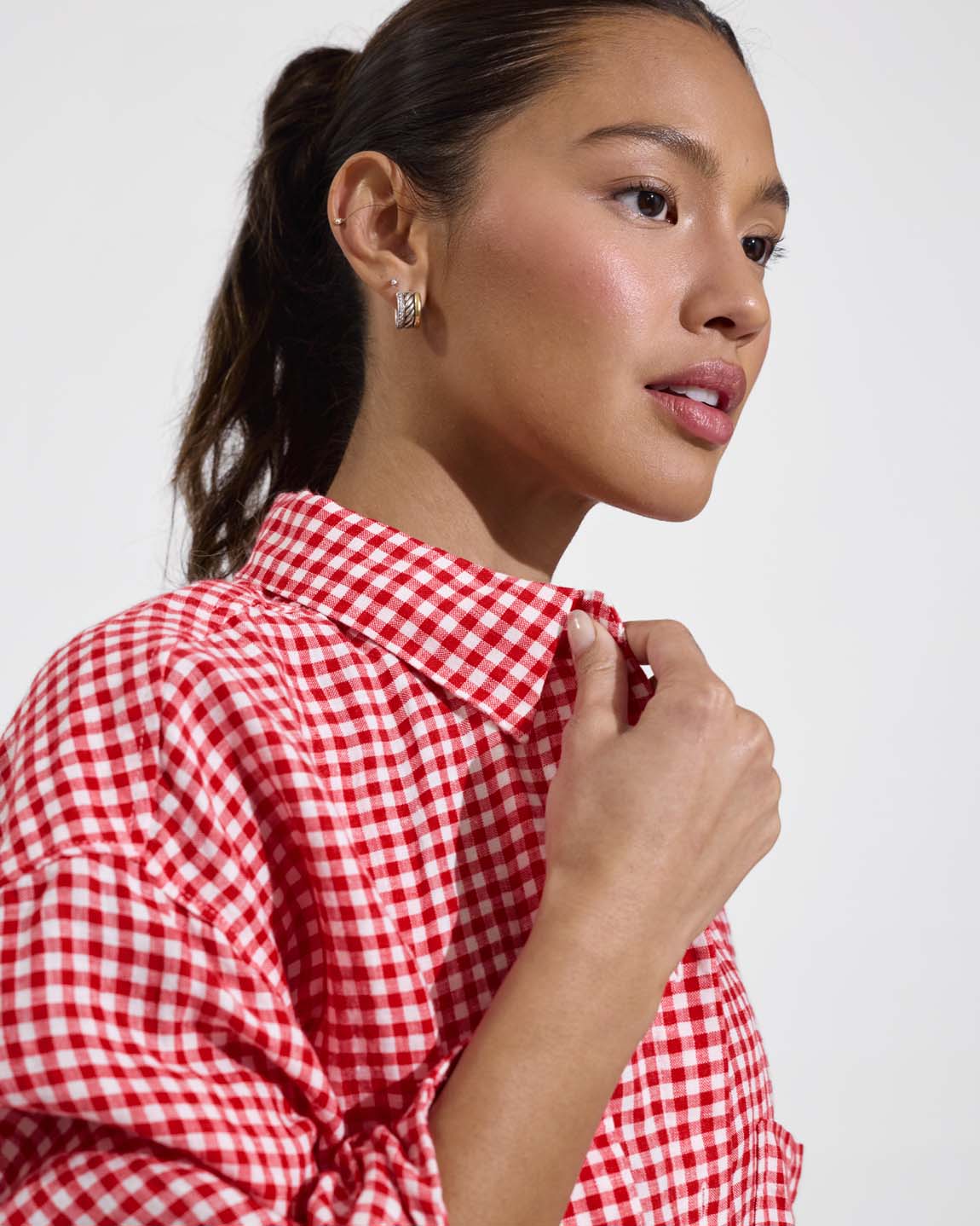Getaway Button Down - Gingham: Sweet Chili Heat / Coconut