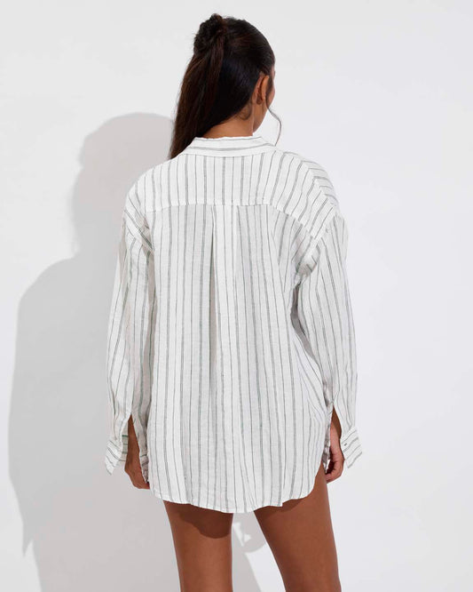 Getaway Button Down - Sandbar Stripe: Coconut / Tropics