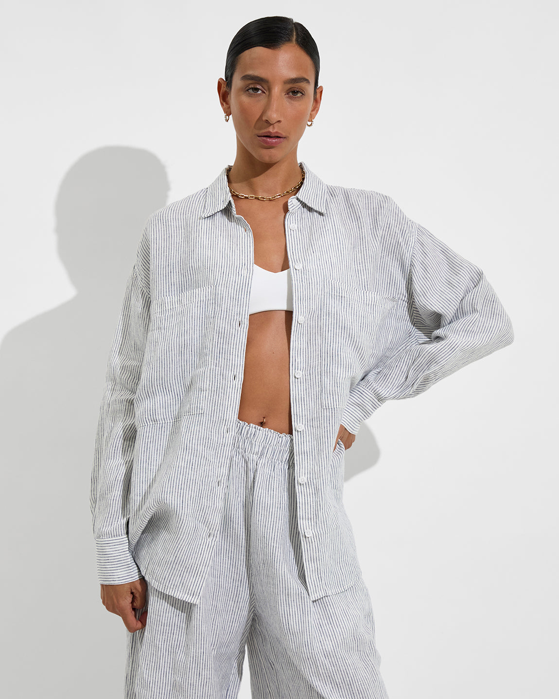Getaway Button Down - Coastal Stripe: Varsity / Coconut